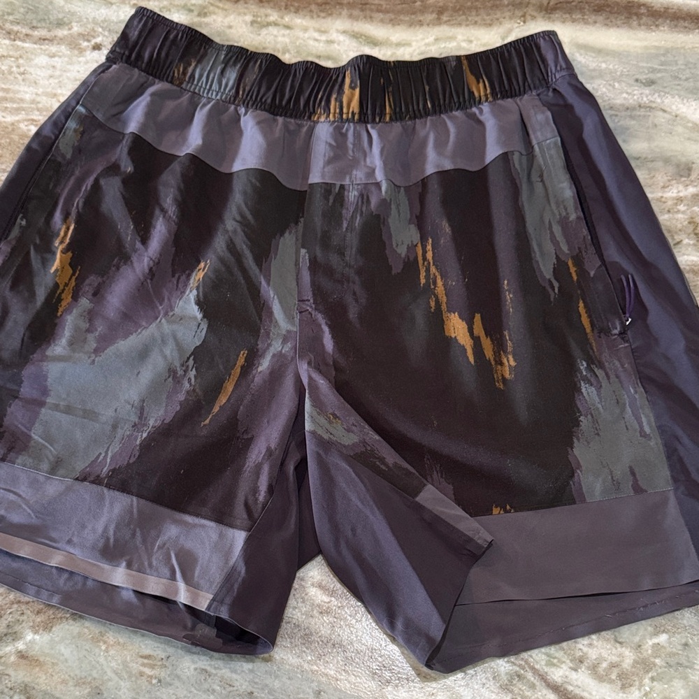 lululemon athletica Black Athletic Shorts with Gray and Brown Accents